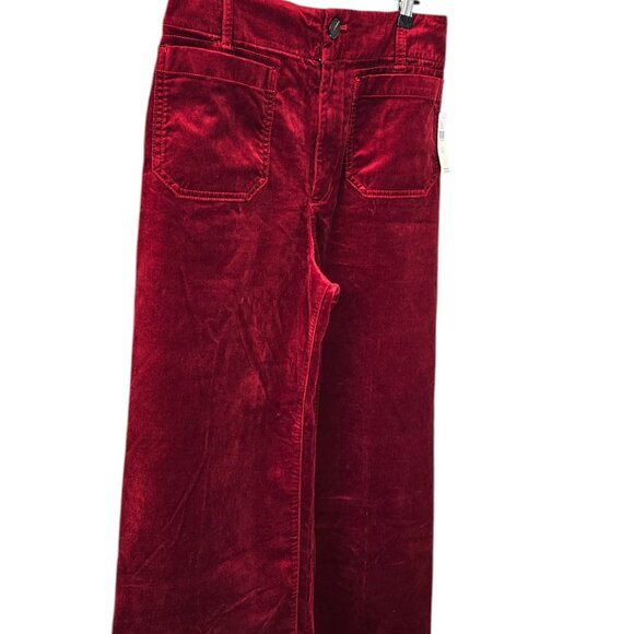 Anthropologie Maeve The Colette Wide Leg Crop Pant, Velvet, High Rise, Red, 28 - Picture 10 of 10